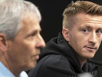 Favre y Reus, en la rueda de prensa de este lunes.