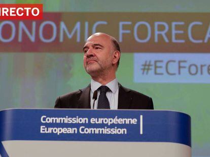 Pierre Moscovici, comisario europeo de Asuntos Económicos. En vídeo, retransmisión en directo de su rueda de prensa junto a Valdis Dombrovskis.
