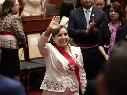 Dina Boluarte el 28 de abril en el Congreso.