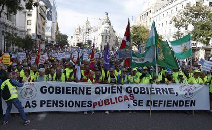 Manifestación de pensionistas en Madrid el 16 de octubre.
