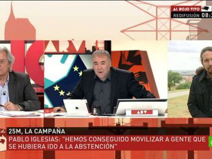 Javier Nart y Pablo Iglesias, en el programa de La Sexta &#039;Al rojo vivo&#039;.