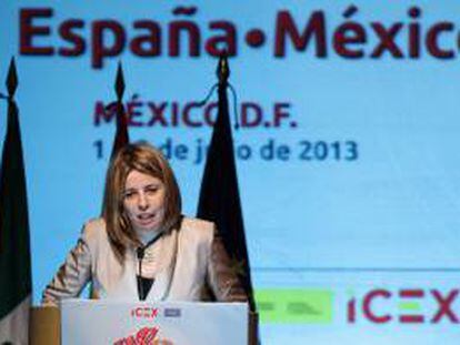 La consejera delegada del Instituto Español de Comercio Exterior (ICEX) María del Coriseo González-Izquierdo, habla hoy, lunes 1 de julio de 2013, durante la inauguración del foro de inversiones y cooperación empresarial España-México en Ciudad de México.