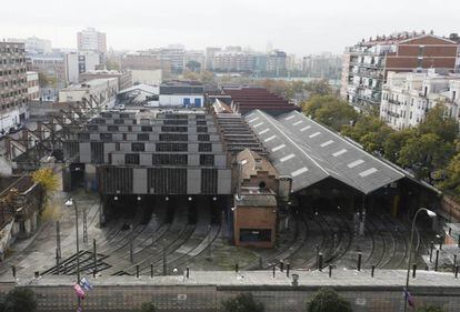 Las cocheras de metro en Cuatro Caminos. 