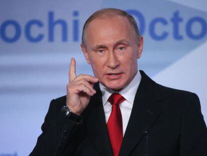 Putin, durante su intervenci&oacute;n este jueves en Sochi.