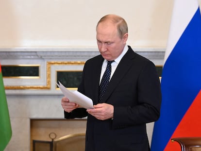 El presidente ruso, Vladímir Putin, el sábado en San Petersburgo,