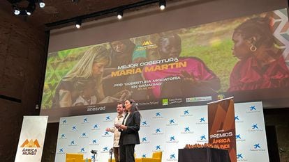 Un momento de la ceremonia de los II Premios África Mundi, celebrados el 17 de enero en CaixaForum de Madrid.