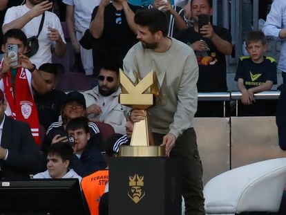 El exfutbolista Gerard Piqué, creador del evento en las finales de la Kings League, una competición de Fútbol 7 que se transmite en su totalidad por 'streaming' que se celebra este domingo en el Spotify Camp Nou con 90.000 espectadores.
