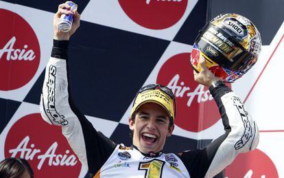 Marc Márquez celebra el campeonato