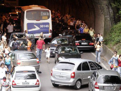 El túnel que llega a la Rocinha, tras un tiroteo el sábado.