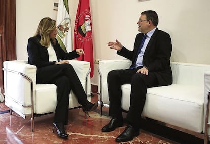 El secretario general del PSPV- PSOE, Ximo Puig, se re&uacute;ne en Sevilla con la Presidenta de Andaluc&iacute;a, Susana D&iacute;az. 