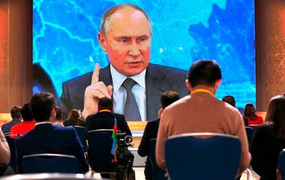 El presidente ruso Vladímir Putin, ayer durante la comparecencia en que hizo balande del último año.