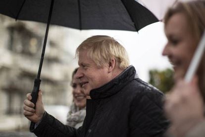 El candidato conservador, Boris Johnson, este jueves en Plymouth (Reino Unido)