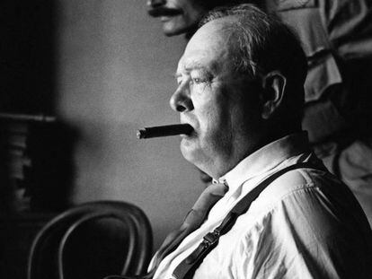 Winston Churchill, en Florencia en 1944.