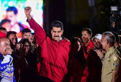 El presidente de Venezuela, Nicolá Maduro, celebra los resultados de la Asamblea Constituyente, en Caracas.