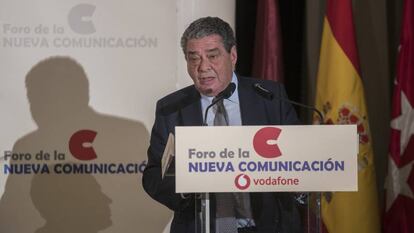 Augusto Delkader durante su intervención en el Foro de la Nueva Comunicacion, en el hotel Palace