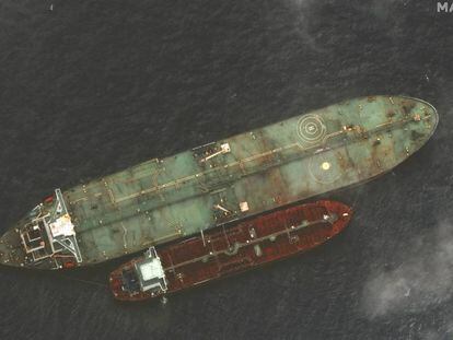 Imagen de satélite del petrolero de bandera iraní que EE UU sospechaba que se dirigía a Siria.