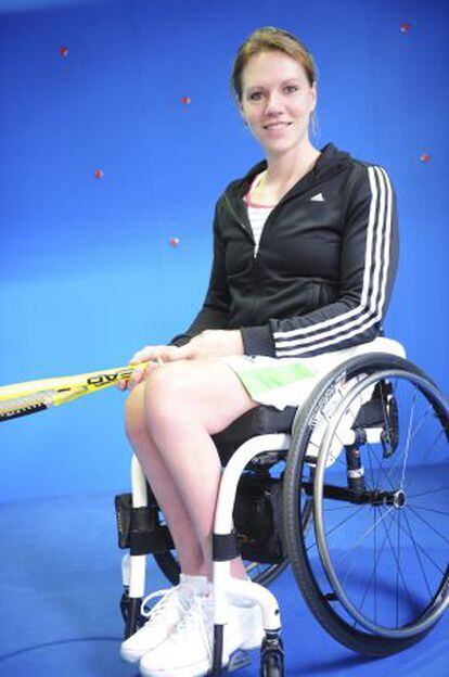 Esther Vergeer, triple oro ol&iacute;mpico individual en tenis sobre silla de ruedas.
