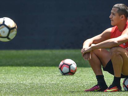 Alexis Sánchez, en un entrenament.