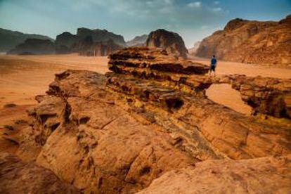 Formaciones rocosas en el desierto del Wadi Rum, en Jordania.