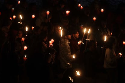 Vigilia por el primer aniversario del terremoto registrado en Amatrice.