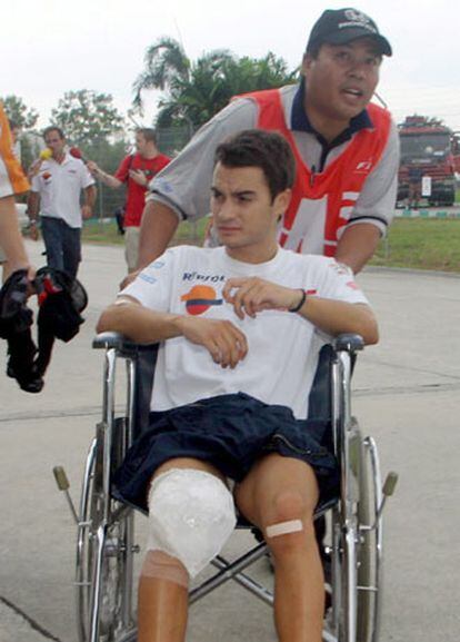 Pedrosa, ayer tras su accidente.