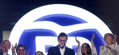 Mariano Rajoy en la sede del Partido Popular.