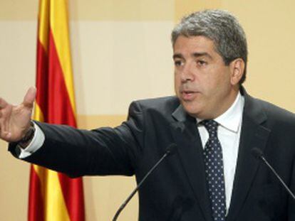 El portavoz del Gobierno catalán, Francesc Homs, hoy en rueda de prensa.