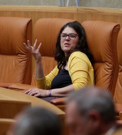 The deputy Raquel Romero, in a plenary session of the Parliament of La Rioja in 2019.