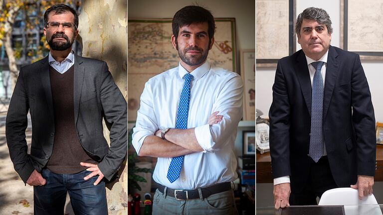 Desde la izquierda, Juan Moreno, abogado de IU en el caso de los papeles de Bárcenas; Alejandro Gámez, letrado de Podemos en el 'caso Villarejo'; y Luis García Navarro, abogado del PP andaluz en el 'caso de los ERE'.