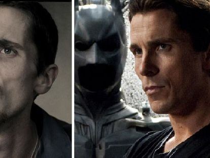 Christian Bale en 'El maquinista' y en 'Batman: el caballero oscuro'.