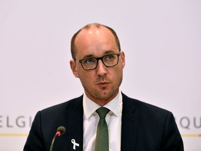 El ministro de Finanzas belga, Vincent Van Peteghem, impulsor de la iniciativa, en una rueda de prensa en 2020.