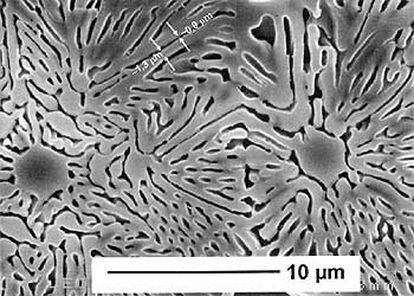 Imagen de microscopía electrónica del material bioteutéctico para reparar el hueso dañado.