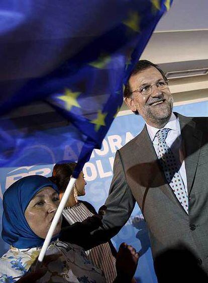 Rajoy, durante el acto electoral que el PP celebró ayer en Melilla antes del del Málaga.