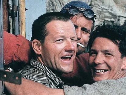 De izquierda a derecha, Mazeaud, Guillaume, Veille y Kohlmann, el 8 de julio de 1961 en el refugio de La Fourche.
