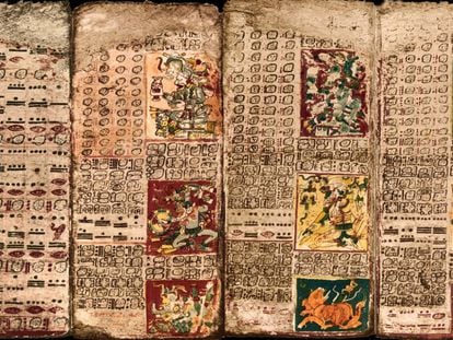 Una imagen del Códice Maya de Dresde, que se encuentra en Alemania.
