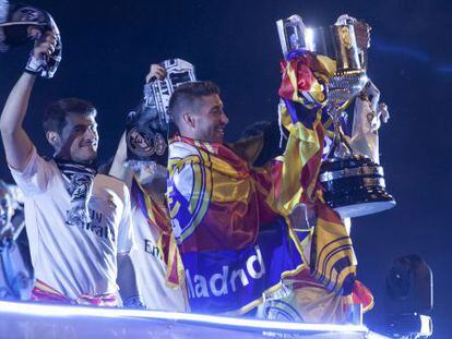 Jugadores del Real Madrid celebran el triunfo de la Copa del Rey.