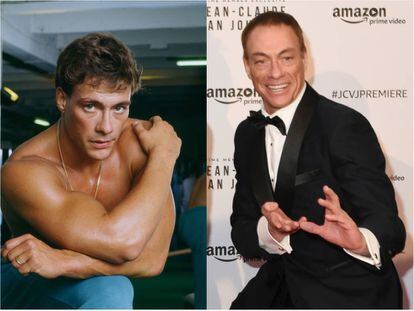 Retrato promocional de Jean Claude Van Damme tomado en París en 1988 y el actor fotografiado en el estreno de la serie ‘Jean-Claude Van Johnson’ en París en 2017.