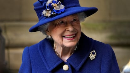 La reina Isabel II de Inglaterra, en un servicio religioso celebrado en la abadía de Westminster, en Londres, el 12 de octubre de 2021.