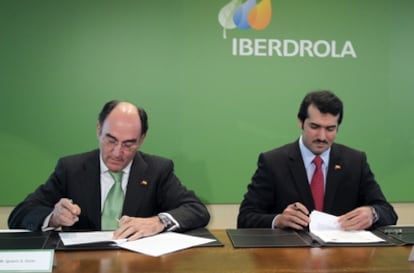 El presidente de Iberdrola, Ignacio Sánchez Galán, y el consejero delegado de Qatar Holding, Ahmad Al-Sayed.