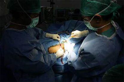 Intervención para obtener células madre óseas de un paciente en el hospital San José de Madrid.