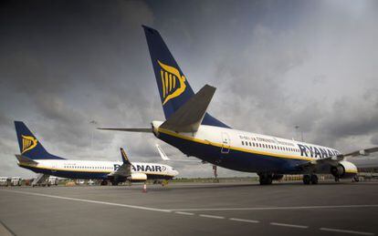 Aviones de Ryanair en el aeropuerto de Stansted (Reino Unido).