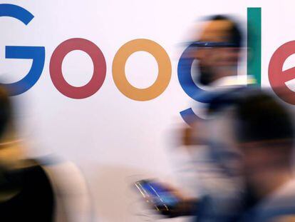 Logotipo de Google en la cumbre tecnol&oacute;gica Viva Tech, en Par&iacute;s, el pasado 25 de mayo.