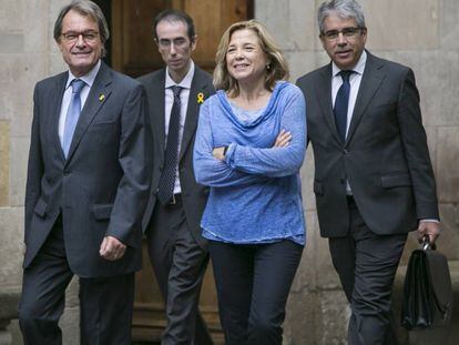 L'expresident Artur Mas; l'assessor de la Generalitat, Jordi Moreso; i els exconsellers Joana Ortega i Francesc Homs, aquest dimarts.