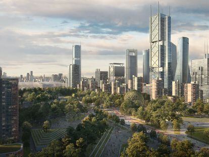 Recreación de las torres y las zonas verdes previstas en el proyecto de Madrid Nuevo Norte.