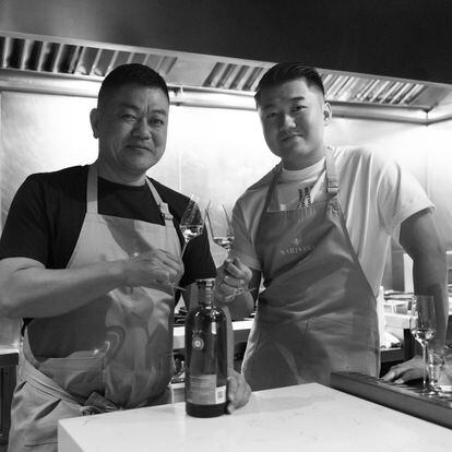 Chef Yoshihiro Narisawa and his son Leo.  Image provided by the chefs.