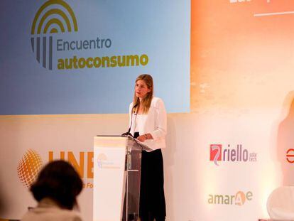 Sara Aagesen, secretaria de Estado de Energía, este martes en el Encuentro de Autoconsumo en Madrid.