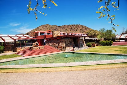 Taliesin West architect Frank Lloyd Wright's winter home and school in the desert, Scottsdale, Arizona, USA