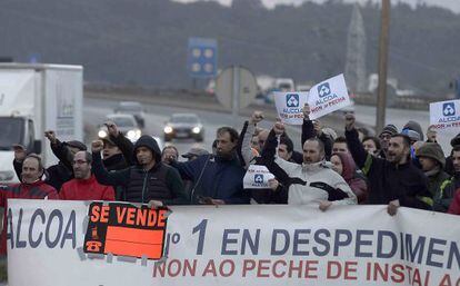 Manifestaci&oacute;n de trabajadores de Alcoa el pasado viernes.