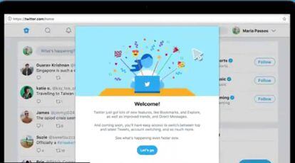Anuncio de la renovación de la web de Twitter.