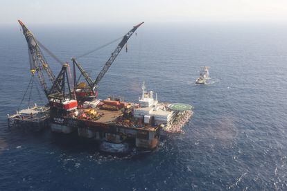 Plataforma del yacimiento de gas israelí Leviatán, en 2019 en aguas del Mediterráneo.